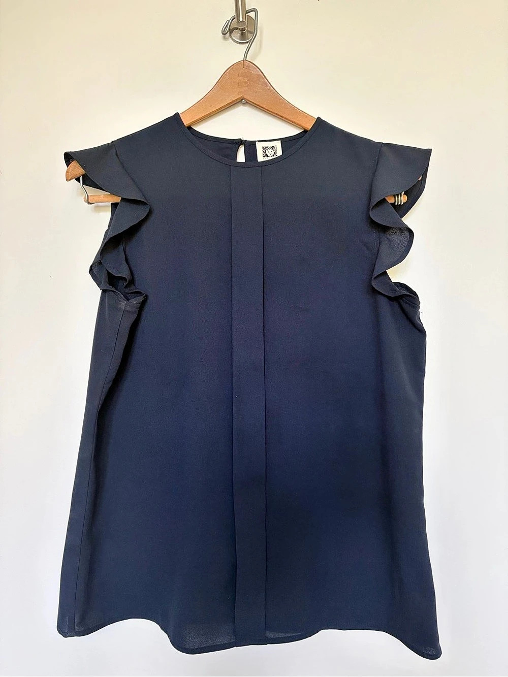Anne Klein Ruffle Sleeve Blouse Blue Small Like New